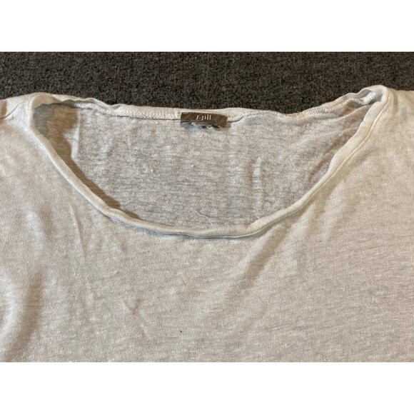 J Jill Linen White T Shirt Tee Top Rolled SS Women No Size Tag - Picture 3 of 10